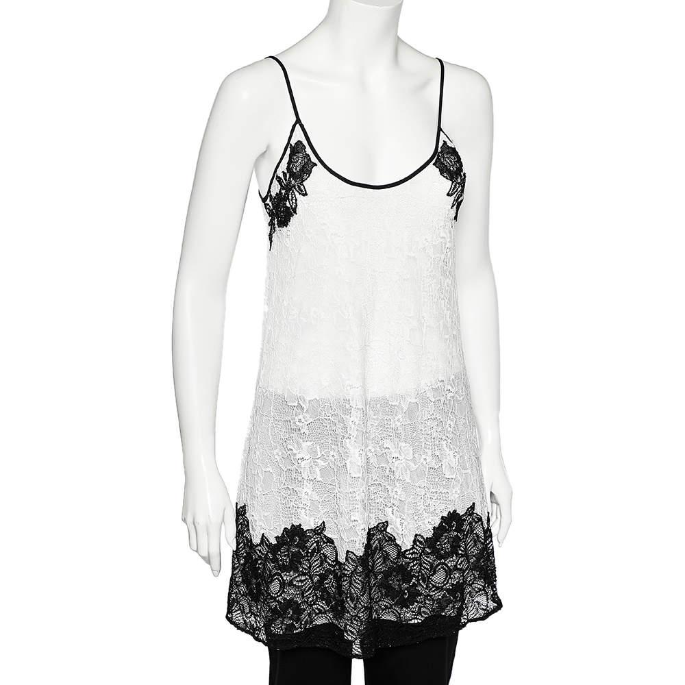 Oscar de la Renta Oscar de la Renta Monochrome Lace Slip Dress M