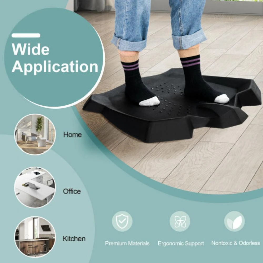 Hivvago Portable Anti-Fatigue Standing Mat with Massage Points and Diverse Terrain-Black 6