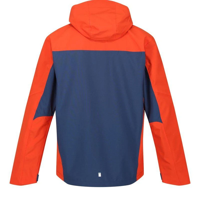 Regatta Mens Birchdale Waterproof Hooded Jacket Admiral Blue/Rusty Orange 2