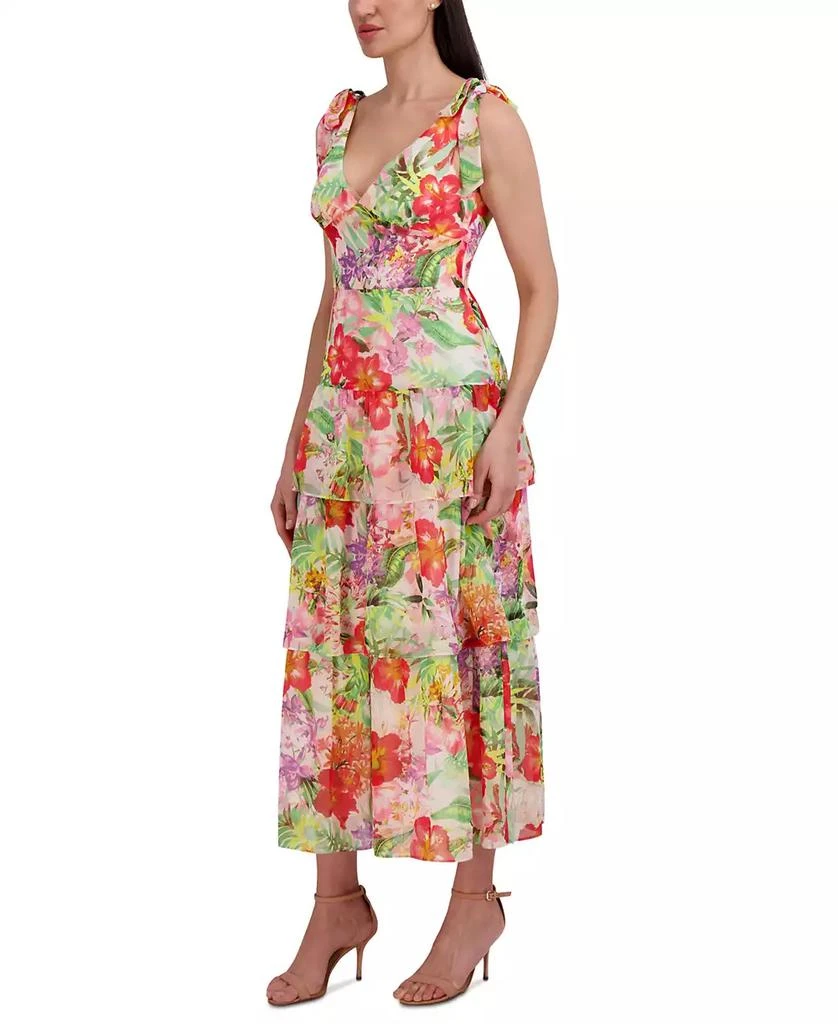 julia jordan Woman's Printed V-Neck Tie-Straps Tiered Dress 3