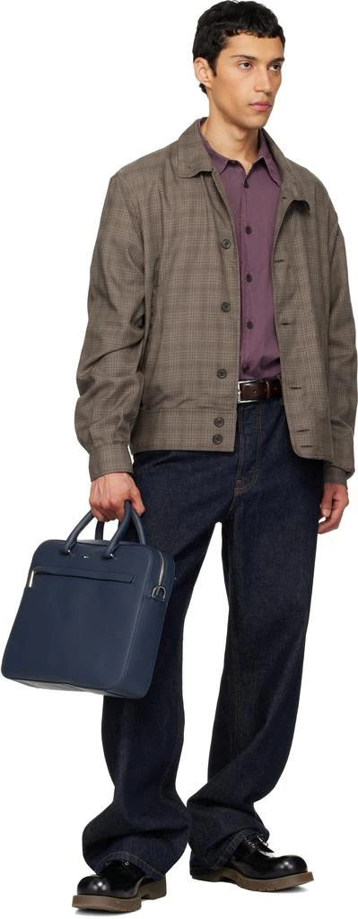 Hugo Boss Navy Logo-Embossed Faux-Leather Briefcase 4