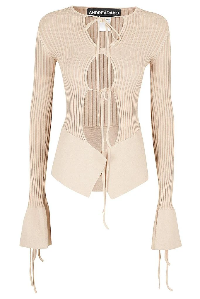 ANDREA ADAMO Andrea Adamo Tie-Fastened Long-Sleeved Cut-Out Knitted Top 1