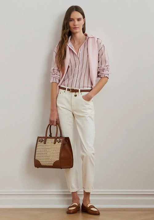 Ralph Lauren Oversize Striped Cotton Broadcloth Shirt 4