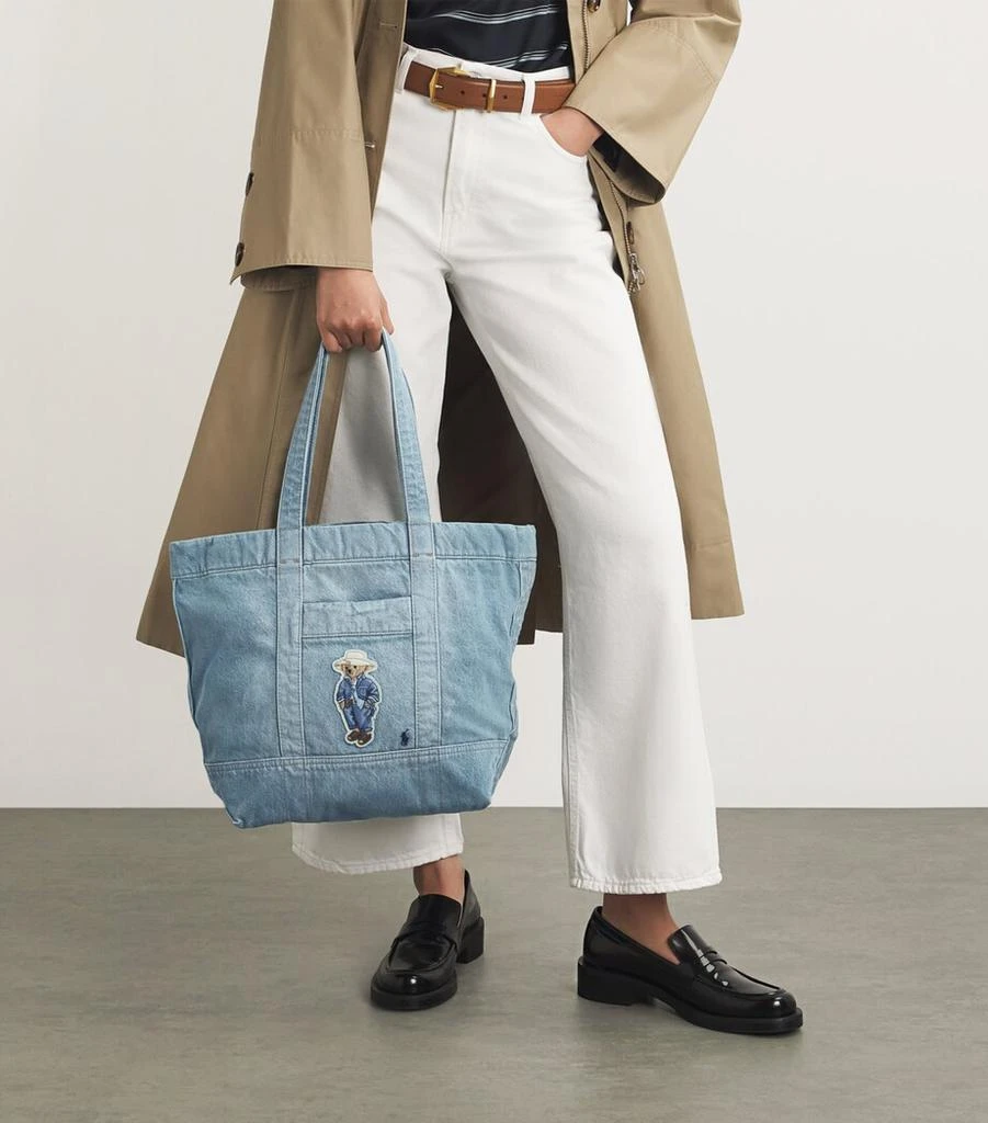 Ralph Lauren Medium Denim Polo Bear Tote Bag 5