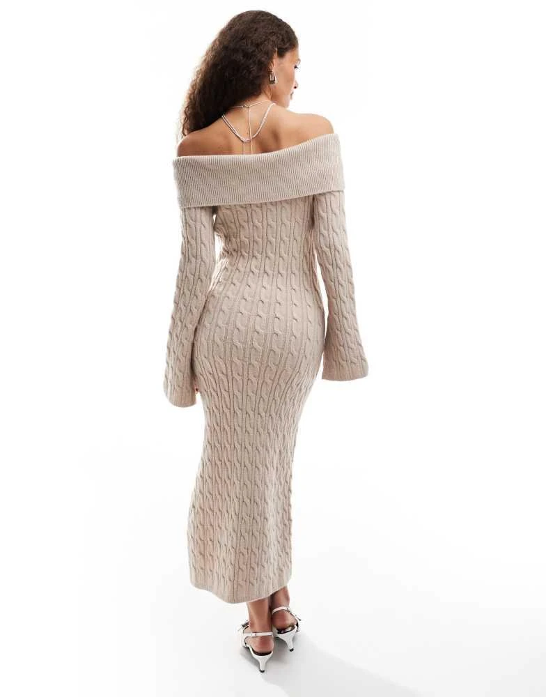 Emory Park chunky cable knit off-shoulder knitted mini dress in charcoal   On Sale Now with Up to 70% Off | Discover Exclusive Deals & Savings at  BeyondStyle  Authentic EMORY PARK