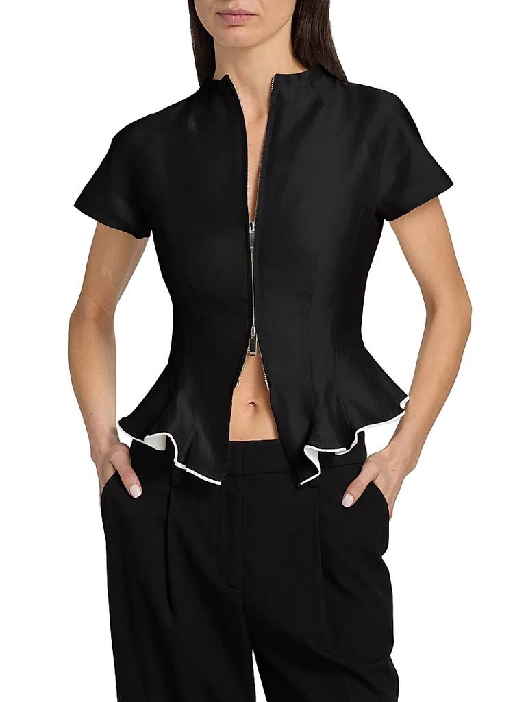 Staud Maelle Wool-Blend Peplum Top 3