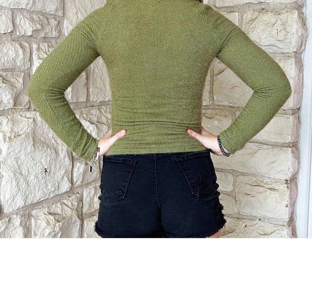 SCALA Scala - Long Sleeve Furry V Neck Sweater 3