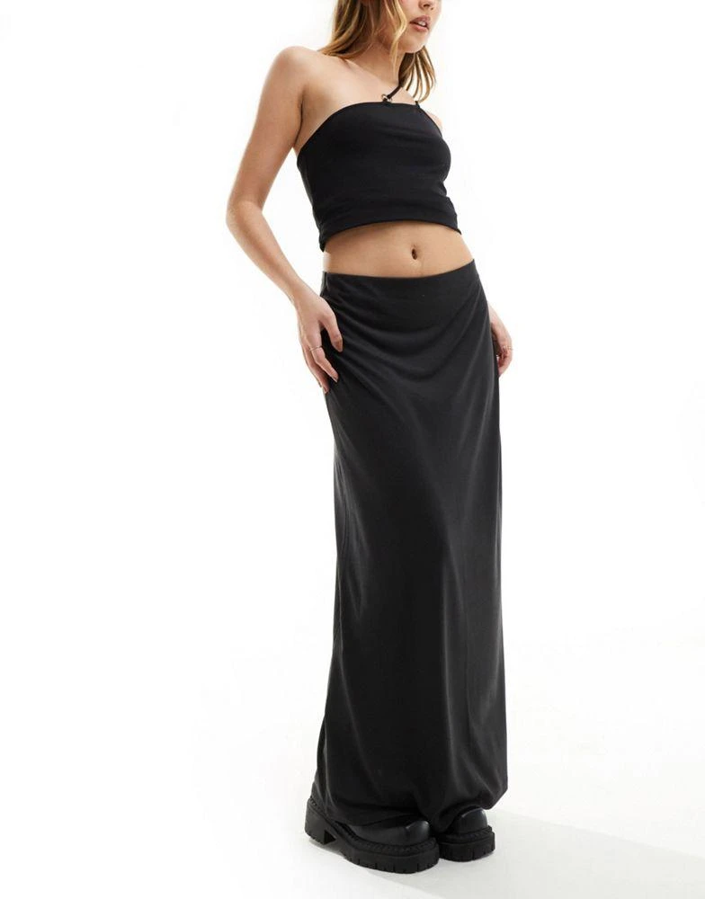 Weekday Weekday Signe drape midi skirt in black 1