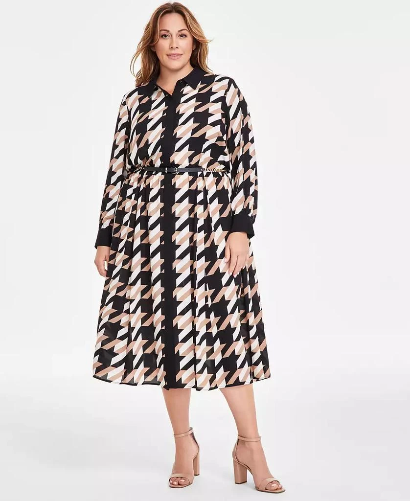 Anne Klein Plus Size A-Line Mixed Media Dress 1