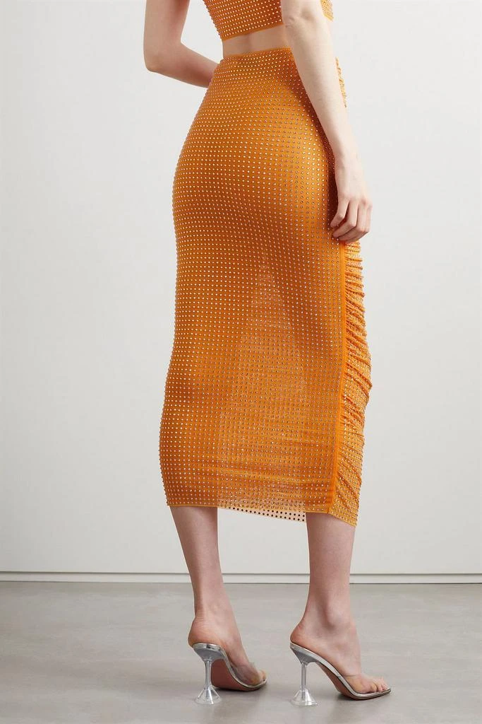 Self Portrait Ruched crystal-embellished mesh midi skirt 3