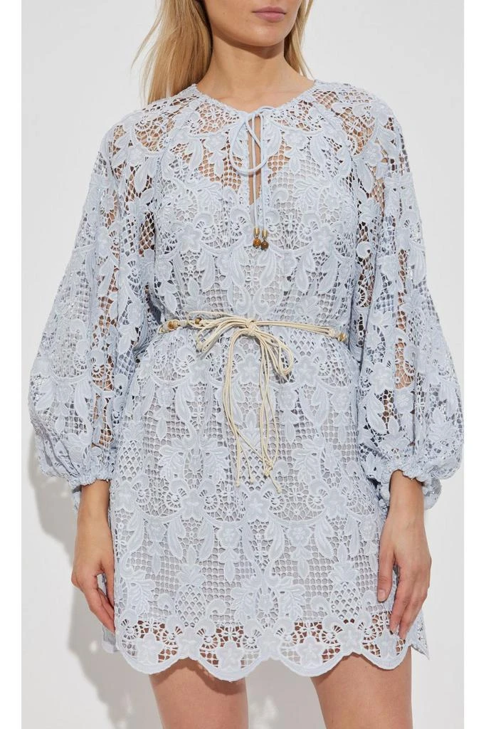 ZIMMERMANN Coco Lace Tunic Mini Dress | Powder Blue | Size 1 ZIMMERMANN Coco Lace Tunic Mini Dress | Powder Blue | Size 1