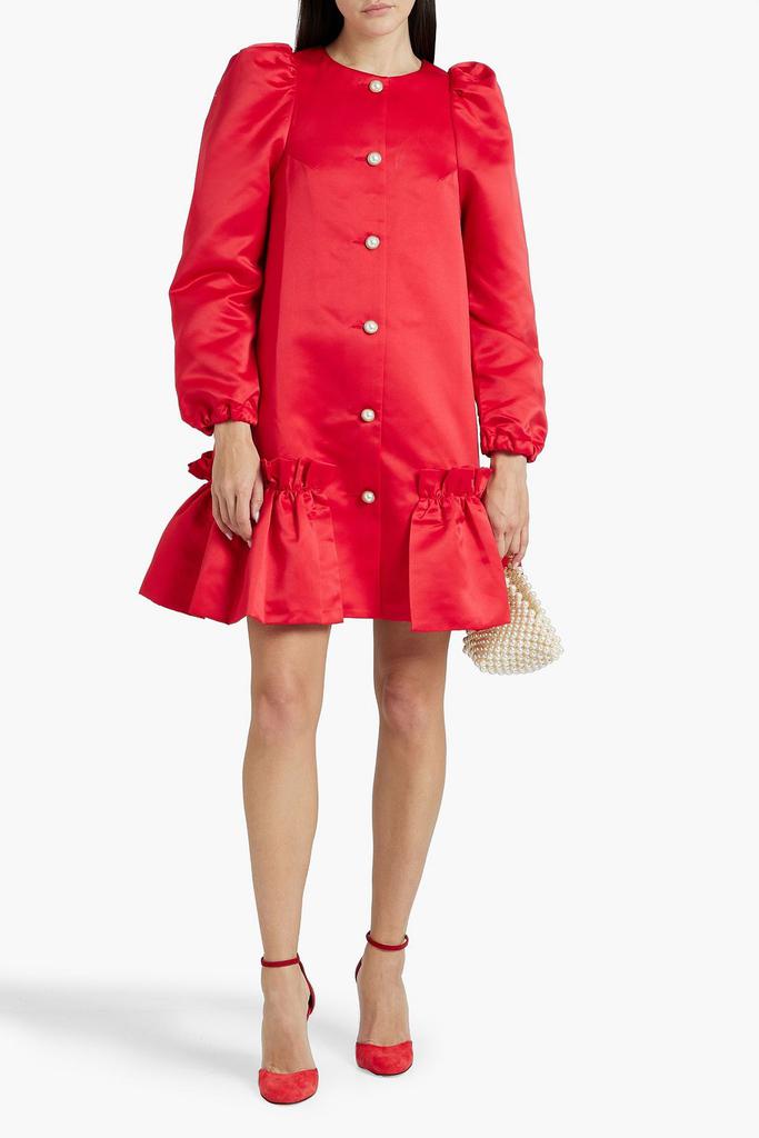 Sleeper Mystery Puff ruffled duchesse-satin mini dress