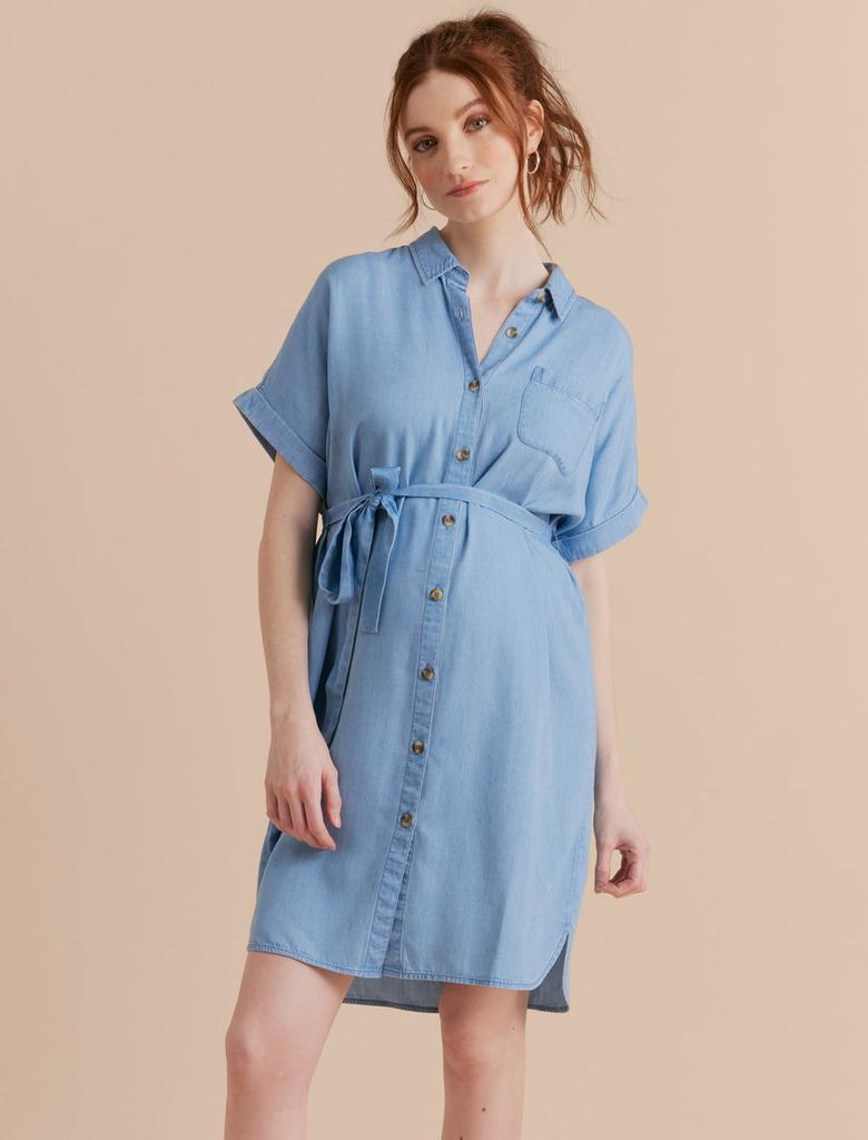 A Pea in the Pod Chambray Maternity Shirt Dress