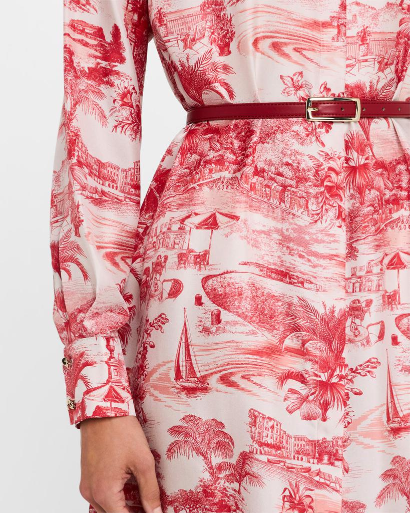 Shop Svelto Belted Toile-Print Midi Shirtdress on Sale at Shop Svelto Belted Toile-Print Midi Shirtdress on Sale at