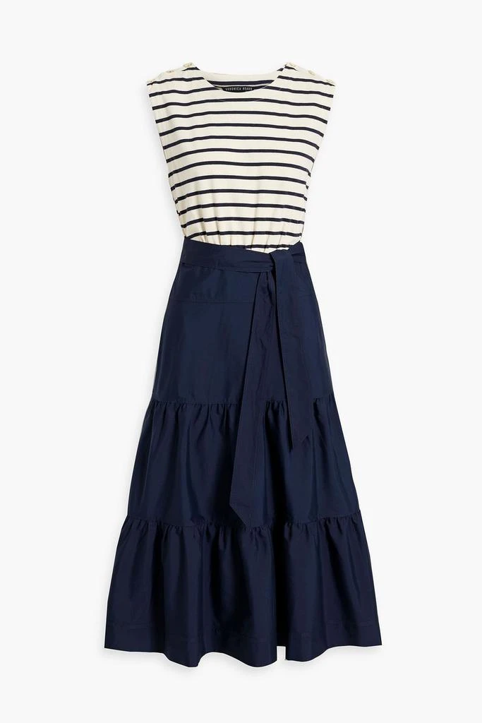 VERONICA BEARD Pazila striped cotton-jersey and poplin midi dress 1