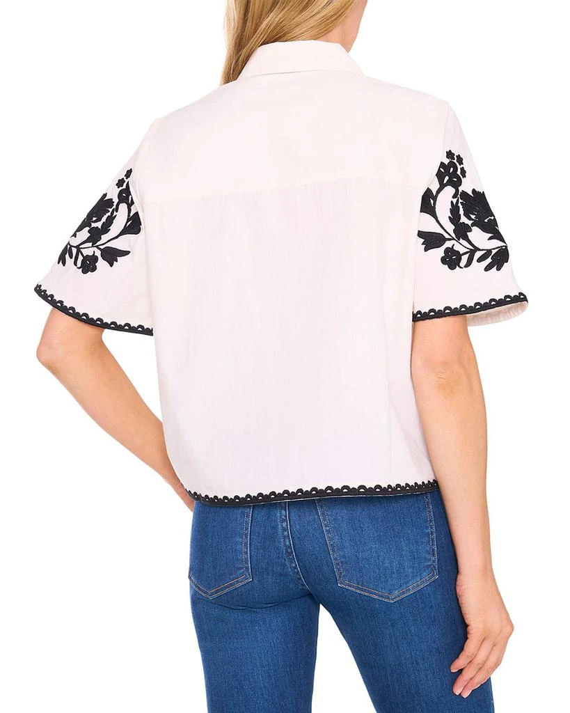 CeCe Short Sleeve Embroidered Shirt 2