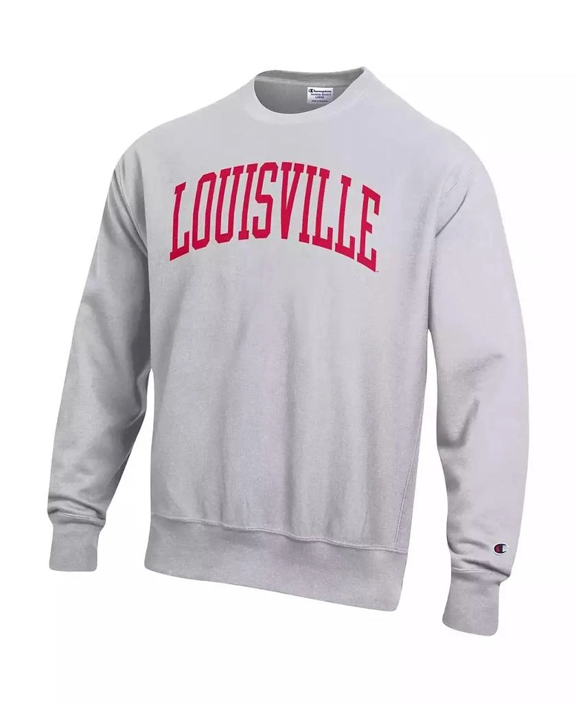 Champion Men's Heathered Gray Louisville Cardinals Arch Reverse Weave Pullover Sweatshirt 2