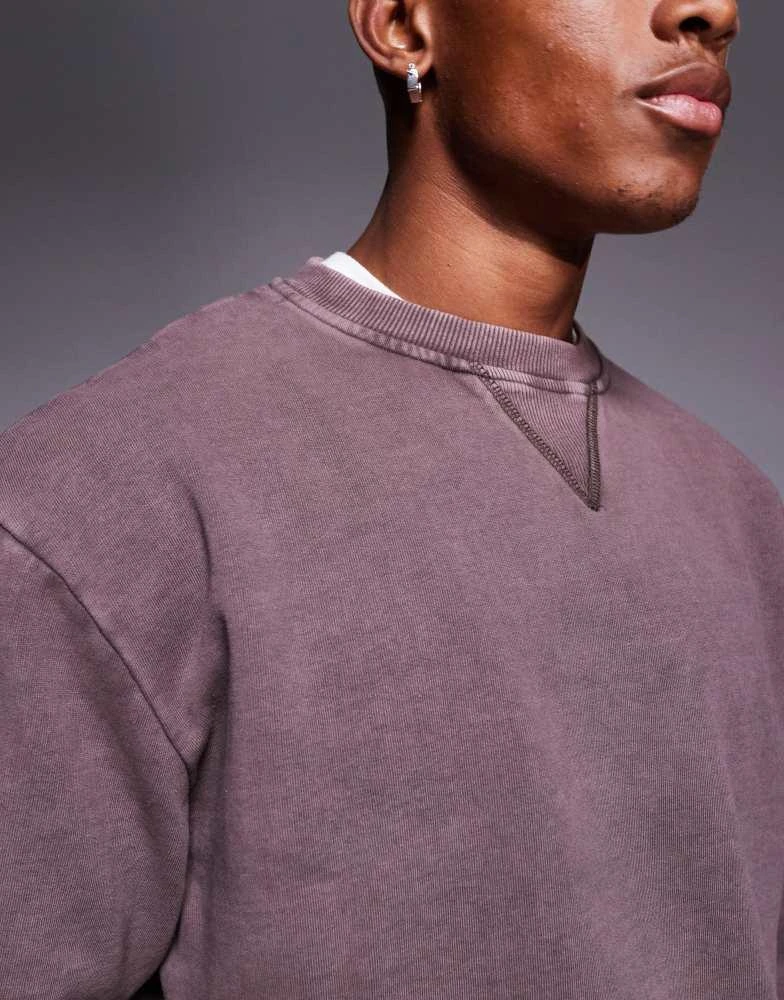 ASOS ASOS DESIGN boxy oversized sweatshirt in washed dark brown 2