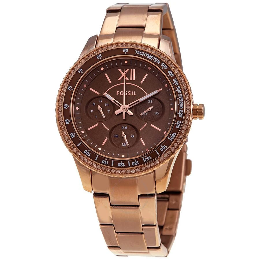 Fossil Stella Sport Multifunction Quartz Crystal Brown Dial Ladies Watch ES5109 1