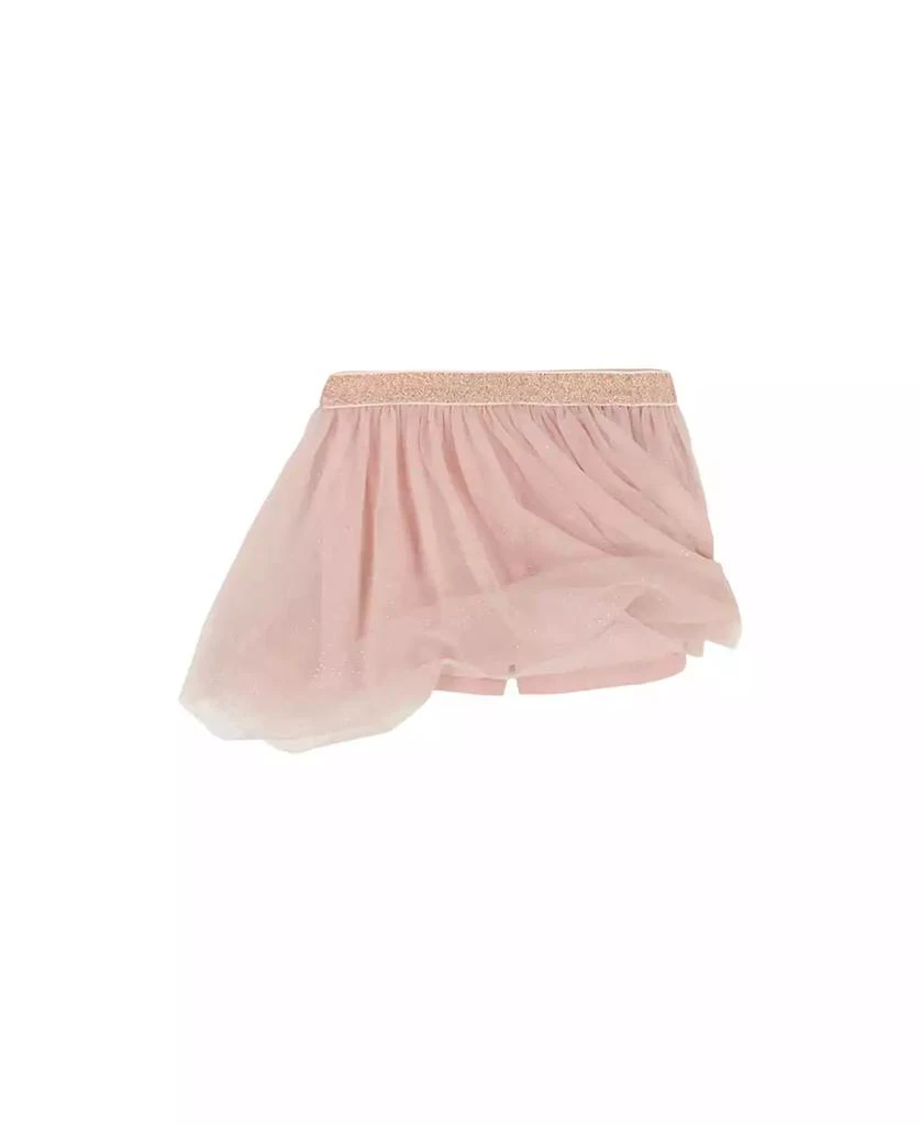 KIDS HEADQUARTERS Toddler and Little Girls 2-Piece Ruffle Sleeve Striped Rainbow Top and Gold Speckle Tulle Skort Set 3
