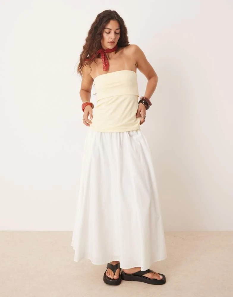 Abercrombie & Fitch Abercrombie & Fitch full maxi skirt with elasticated waist in white 3