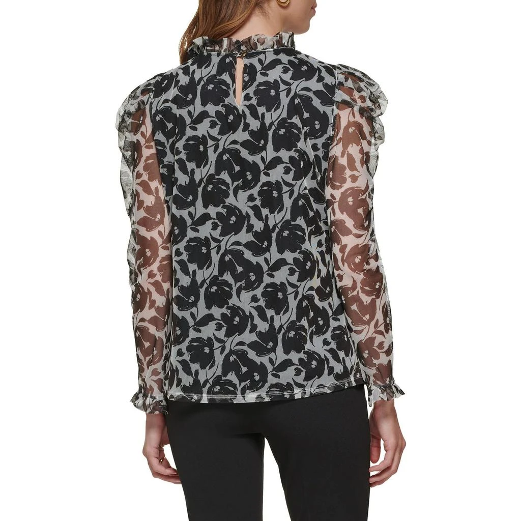 DKNY Long Sleeve Ruffle Neck Top 2