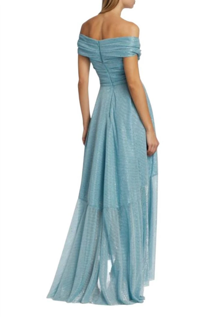 Talbot Runhof Talbot Runhof - Holunder Sprinkled Metallic Off Shoulder High-Low Dress Gown 3