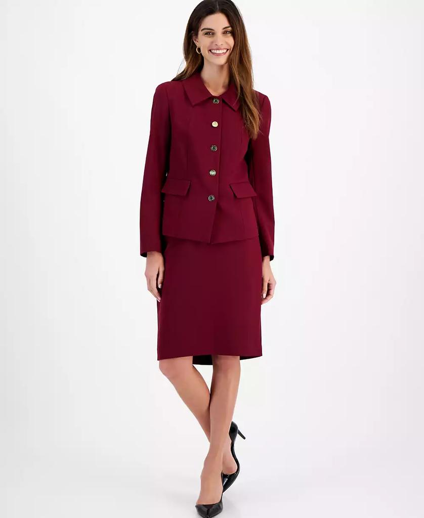 Le Suit Women
s Five-Button Skirt Suit, Regular 
Petite