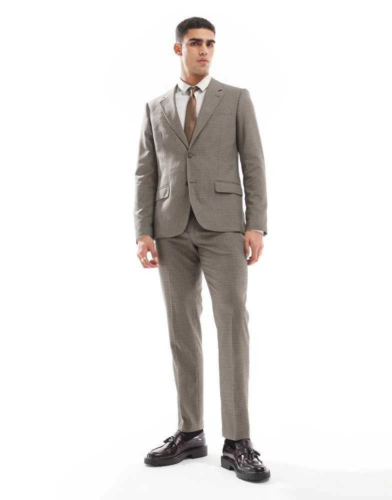 River Island River Island single breasted suit jacket in heritage microcheck 3