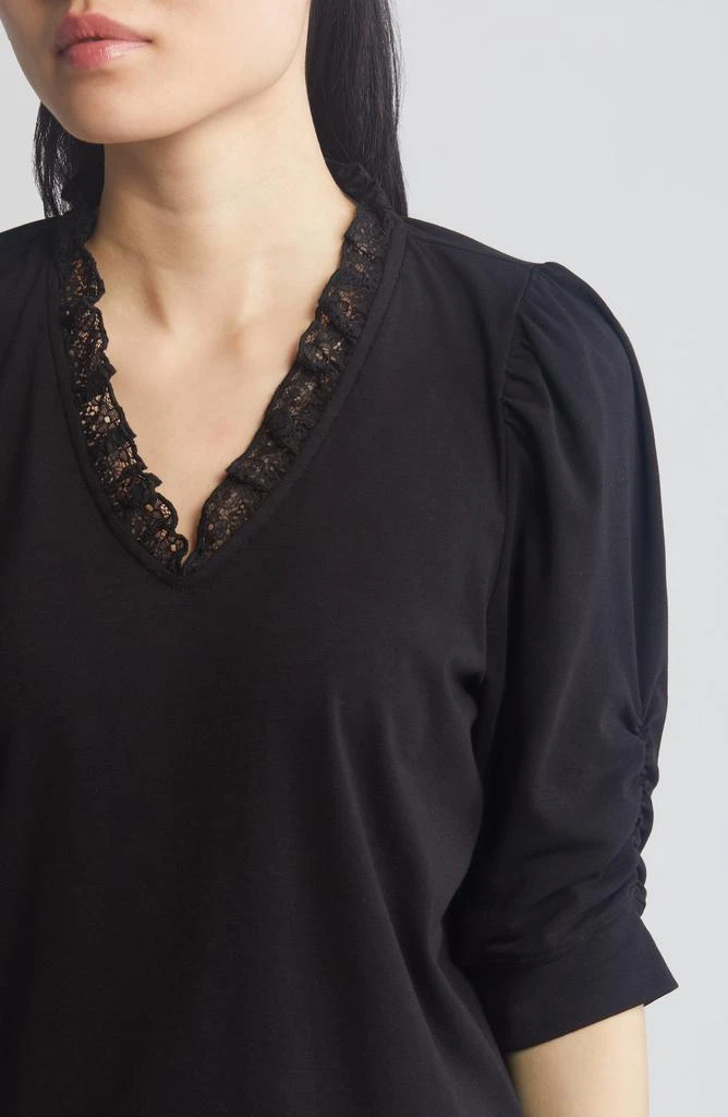Wit & Wisdom Ruffle & Lace Trim Top 4