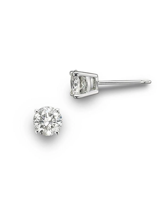 Bloomingdale's Colorless Certified Round Diamond Stud Earring in 18K White Gold, 0.30-2.0 ct. t.w. - Exclusive 1