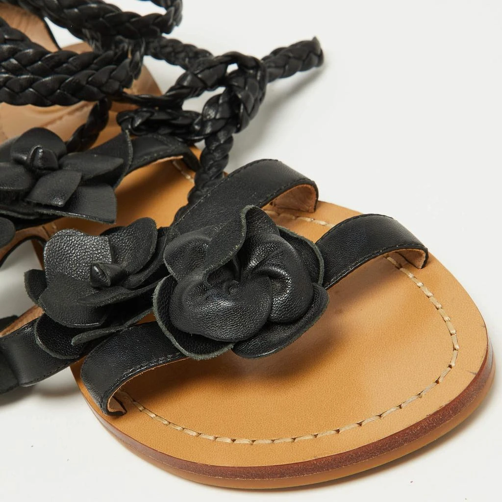 Tory Burch Tory Burch Black Leather Blossom Floral Embellished Flat Gladiator Sandals Size 37 7