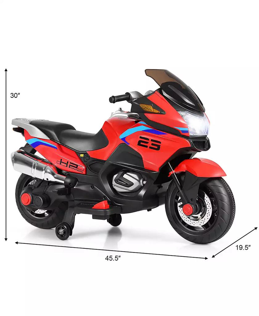 Costway 12V Kids Ride On Motorcycle Electric Motor Bike w/ Training Wheels 
Light