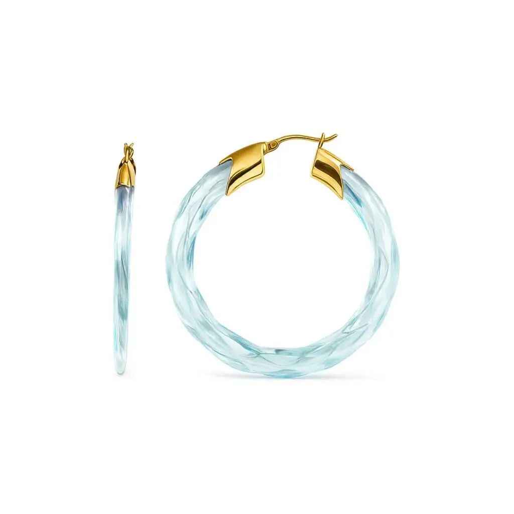 Gold & Honey Gold & Honey - Women's Swirl Twist Lucite Birthstone Hoop Earrings