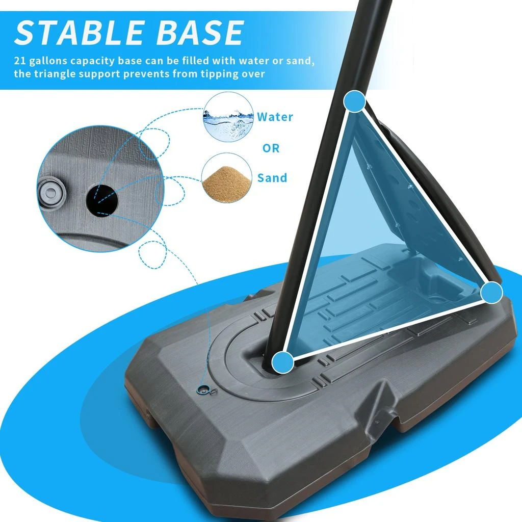 Streamdale Furniture Streamdale Portable 6-10FT Outdoor Basketball Hoop 6