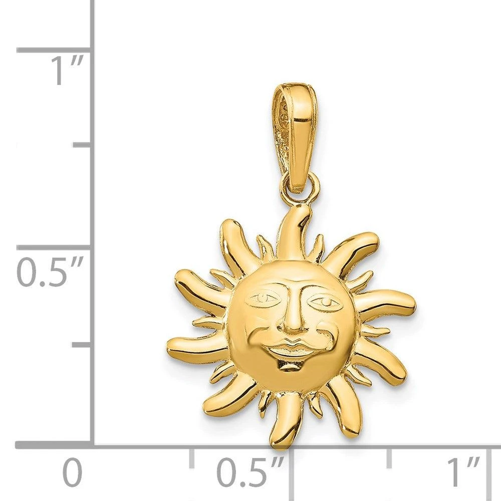 Diamond2Deal 14k Yellow Gold Polished Small Sun Charm Pendant 4