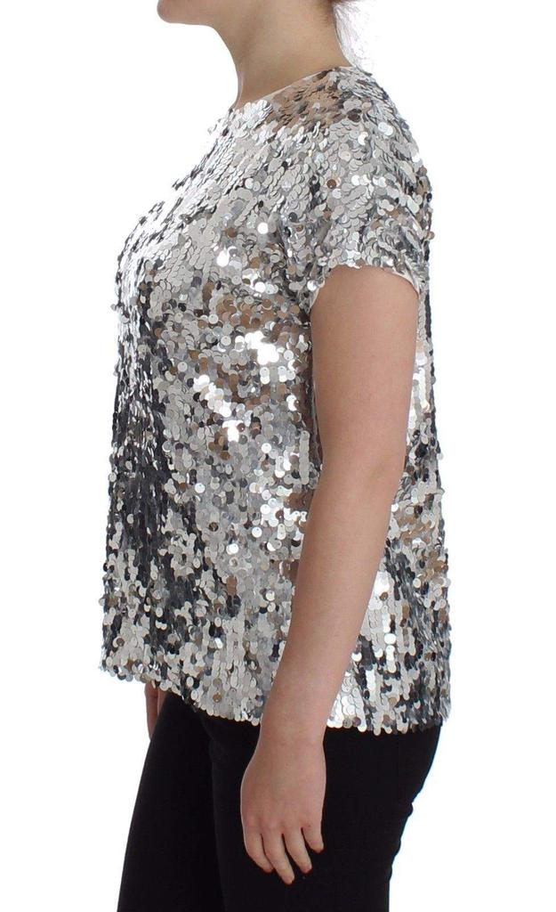 Dolce & Gabbana Dolce & Gabbana  Silver Sequined Crewneck Blouse T-shirt Top