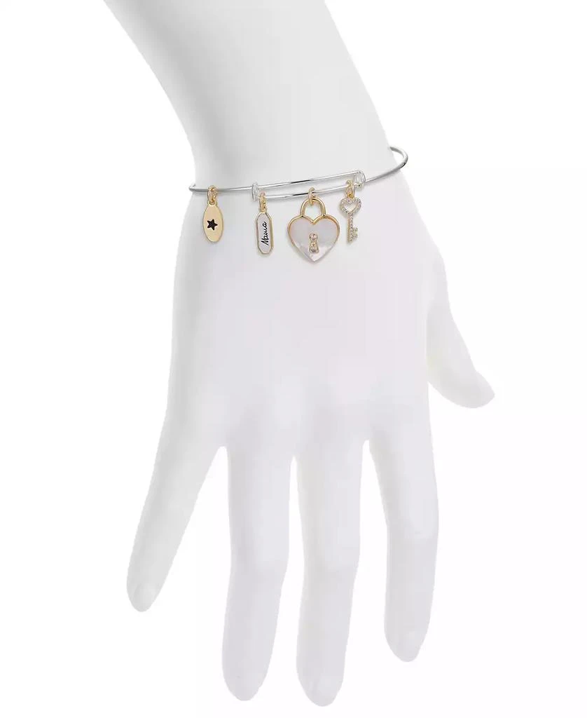 Unwritten Cubic Zirconia and Mother of Pearl Heart Lock and Key "Mama" Bangle Bracelet 2