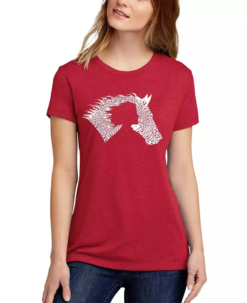 LA Pop Art Women's Premium Blend Word Art Girl Horse T-Shirt 4