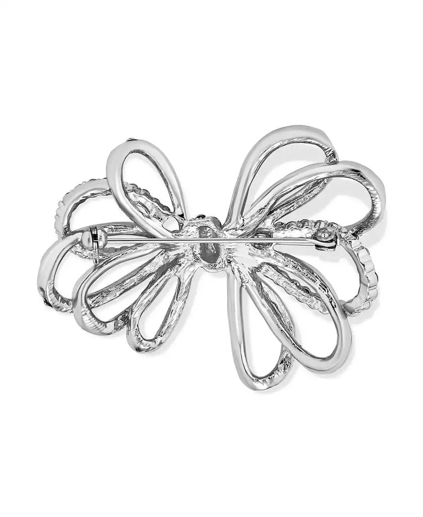 Bling Jewelry Set of 2 Large Holiday Crystal Bow Brooch Pin Silver Gold Plated 2