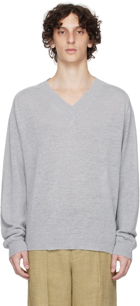 Shop Gray Sonar V-Neck Sweater on Sale at BeyondStyle – Get