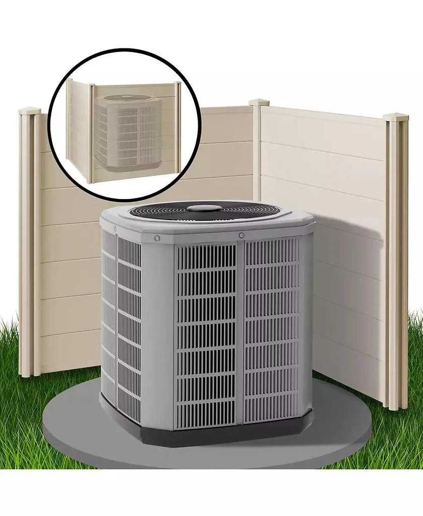 Casafield 42" x 42" Privacy Screen - Outdoor Vinyl Fence Panel Enclosure for AC / Trash Bins / Pool Equipment - Tan 3