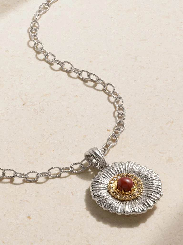 Buccellati Blossom 纯银、碧玉、钻石、镀金项链 1