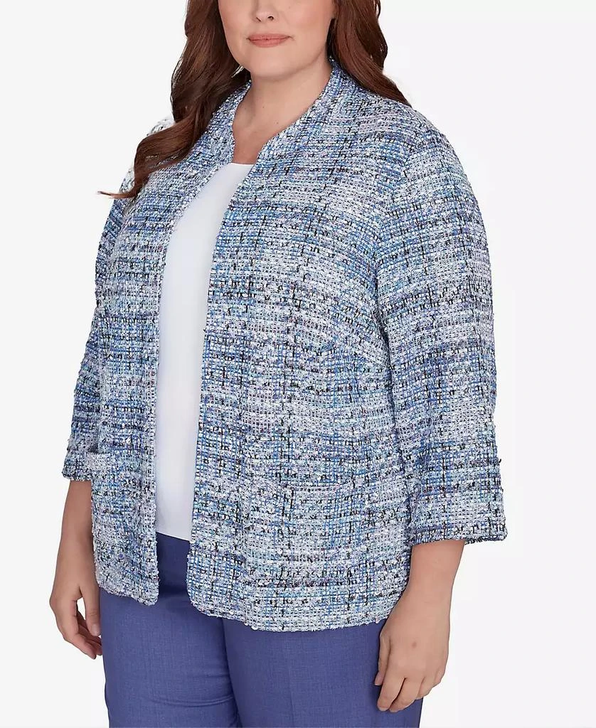 Alfred Dunner Plus Size Worth Avenue Eyelash Jacket With Two Pockets 3