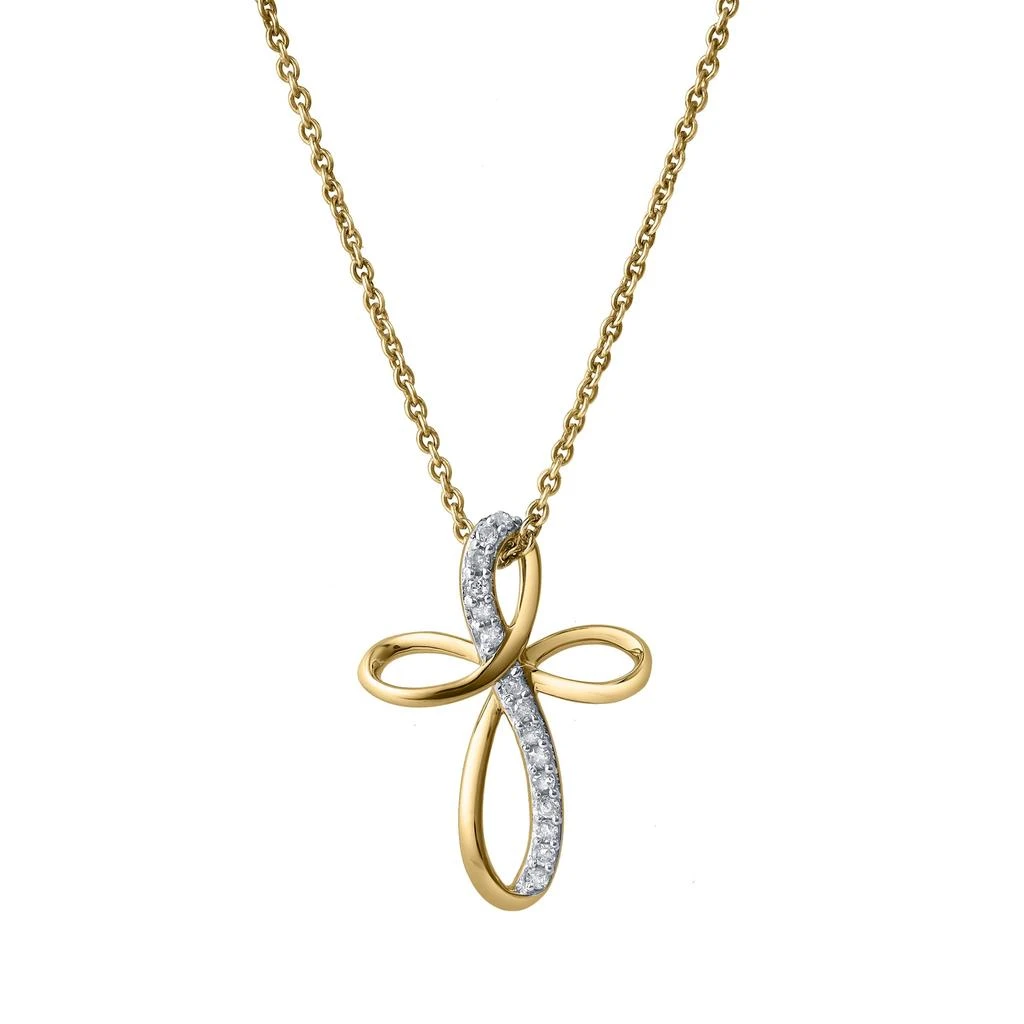 LuvMyJewelry Ardent 10K Gold Diamond Cross Pendant - 0.10 CT