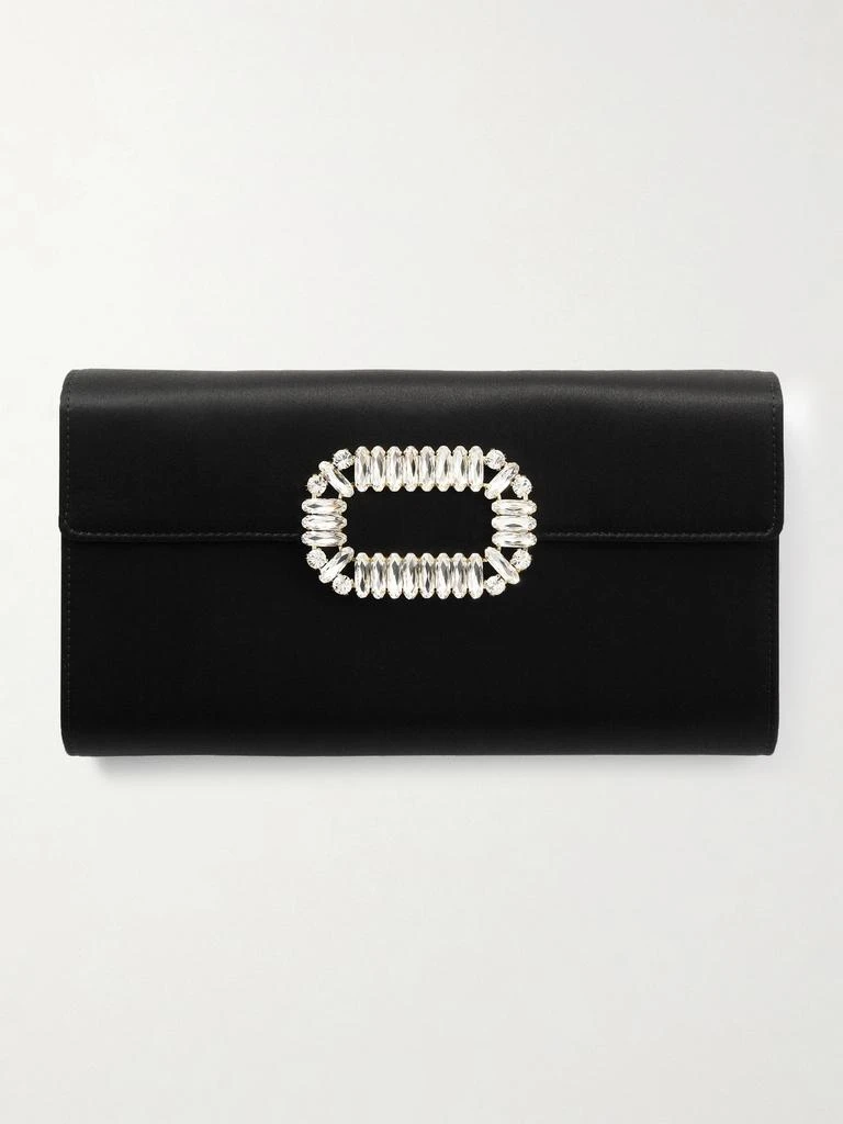 Roger Vivier Pilgrim Crystal-embellished Satin Clutch
