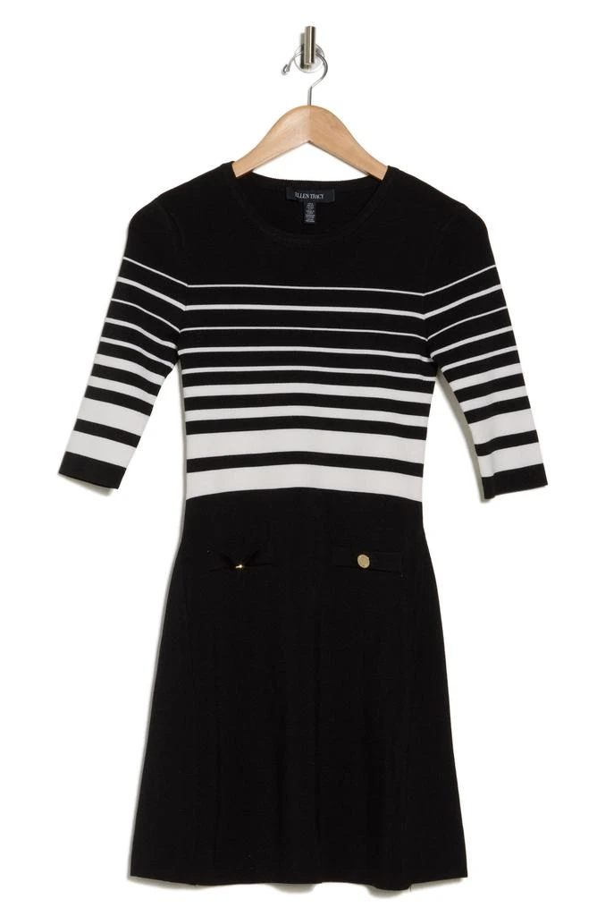 Ellen Tracy Stripe Three-Quarter Sleeve Yarn Dye Sweater Dress 3