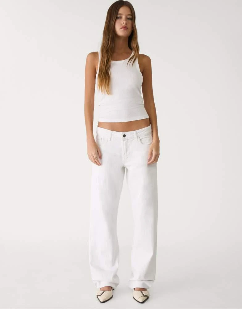 Stradivarius Stradivarius racerback tank top in white 2