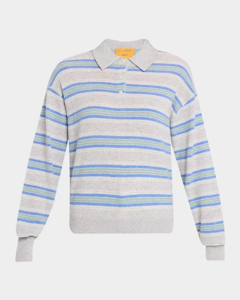 Guest in Residence Collegiate Stripe Cashmere Polo