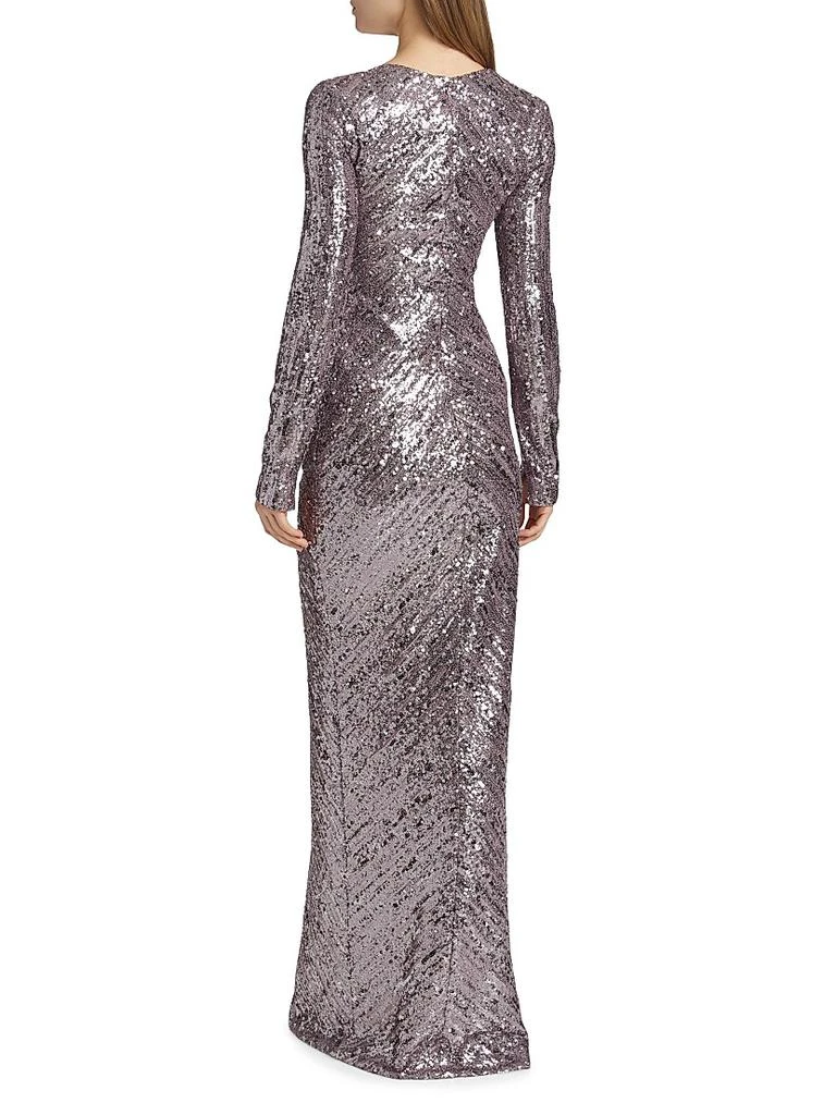 Pamella Roland Sequined Ruched Gown 5